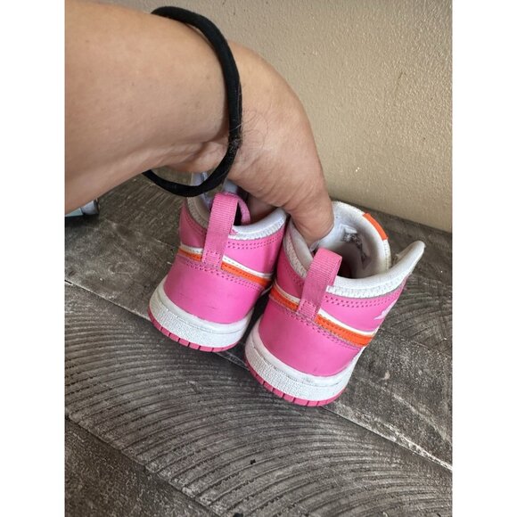 Nike Jordan 1 Mid TD Orange/Pink (DX3239-681 )Toddler Girls Size 10c - Picture 4 of 5